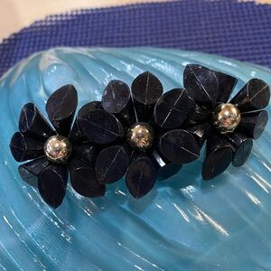 Elegant Black Floral Hair Barrette 4 Inch in Length